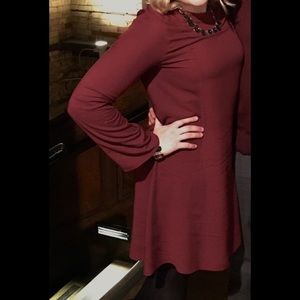 H&M Long-sleeve Maroon Dress